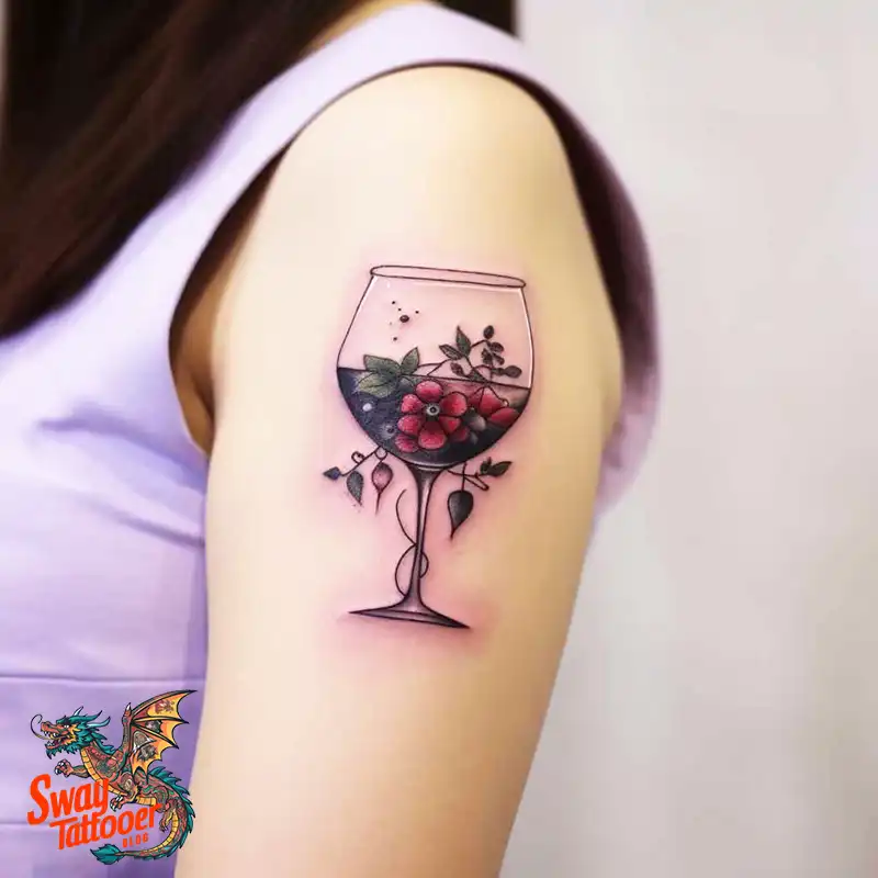 50 Wine Glass Tattoo Designs: Elegant Ink for the Sipper 44 Wine Glass Tattoo