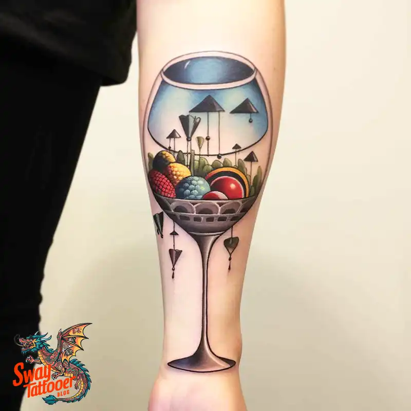 50 Wine Glass Tattoo Designs: Elegant Ink for the Sipper 46 Wine Glass Tattoo