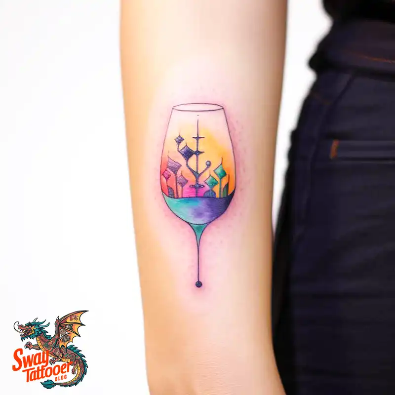 50 Wine Glass Tattoo Designs: Elegant Ink for the Sipper 18 Wine Glass Tattoo