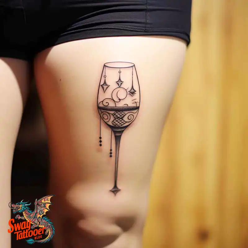 50 Wine Glass Tattoo Designs: Elegant Ink for the Sipper 9 Wine Glass Tattoo