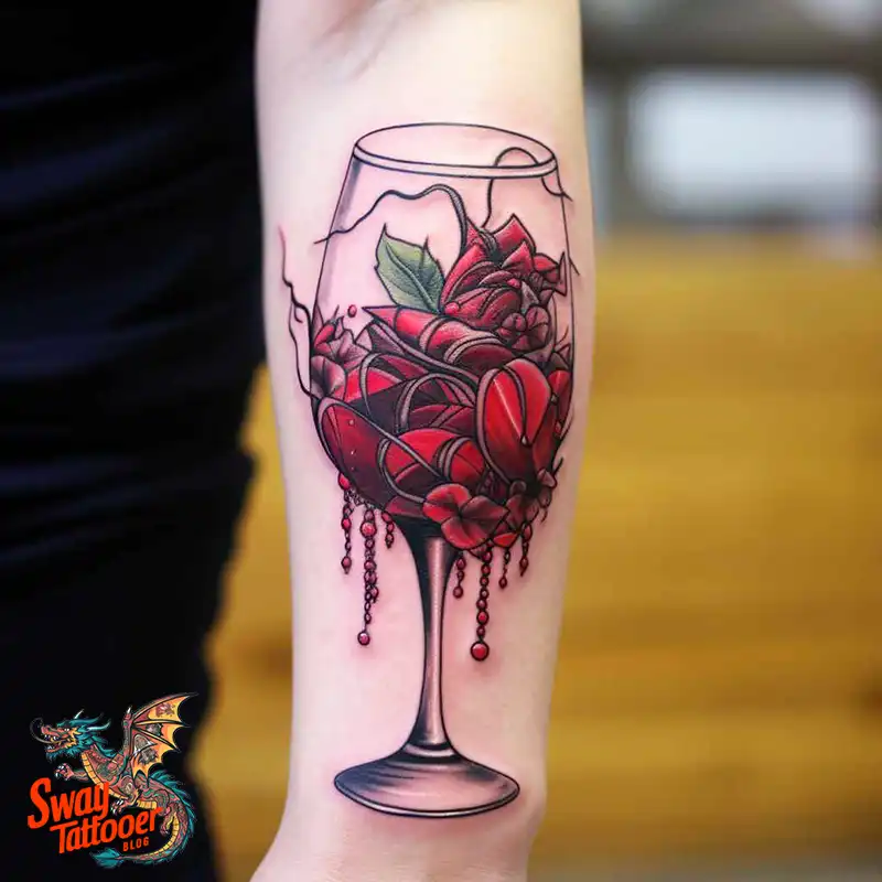 50 Wine Glass Tattoo Designs: Elegant Ink for the Sipper 2 Wine Glass Tattoo