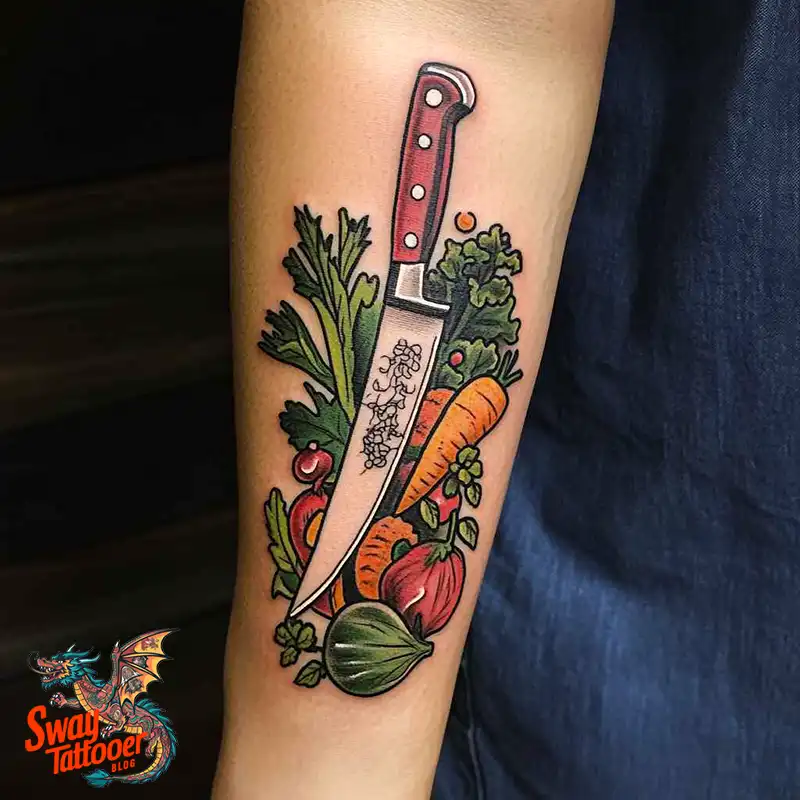 100 Chef Knife Tattoo Designs – Carving Passion into Skin 94 chef knife tattoo