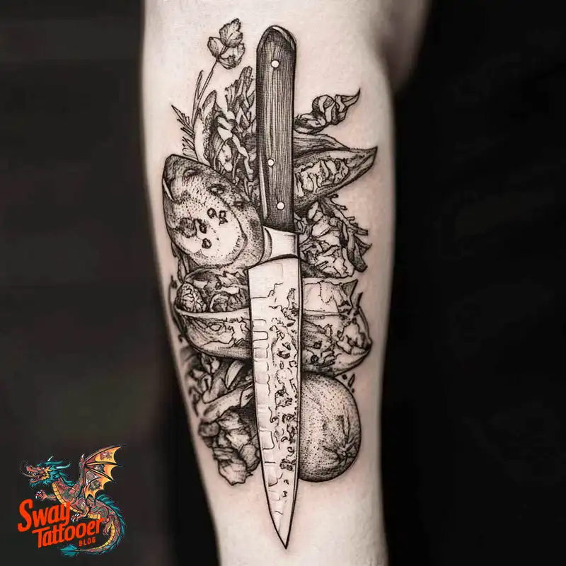 100 Chef Knife Tattoo Designs – Carving Passion into Skin 83 chef knife tattoo