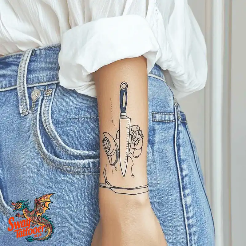 100 Chef Knife Tattoo Designs – Carving Passion into Skin 17 chef knife tattoo