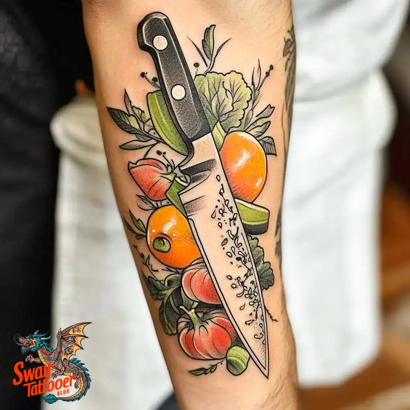 100 Chef Knife Tattoo Designs – Carving Passion into Skin 95 chef knife tattoo