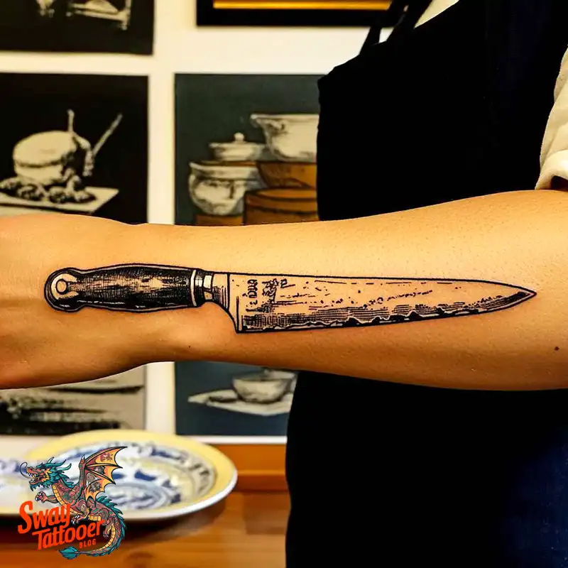 100 Chef Knife Tattoo Designs – Carving Passion into Skin 15 chef knife tattoo