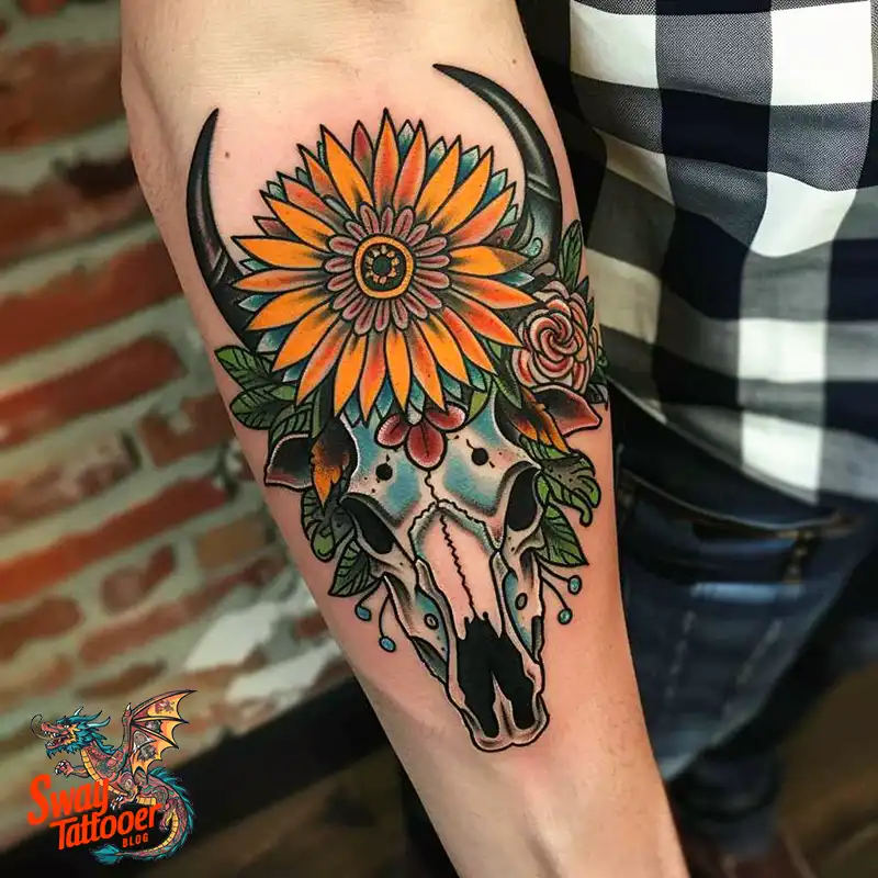 80 Bull Skull Tattoo Designs: Your Inner Strength & Spirit 73 Cow Skull Tattoo