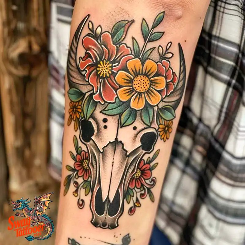 80 Bull Skull Tattoo Designs: Your Inner Strength & Spirit 74 Cow Skull Tattoo
