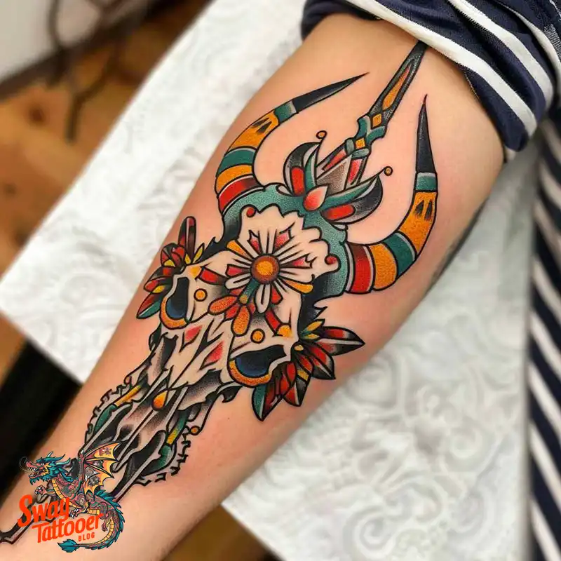80 Bull Skull Tattoo Designs: Your Inner Strength & Spirit 77 Cow Skull Tattoo