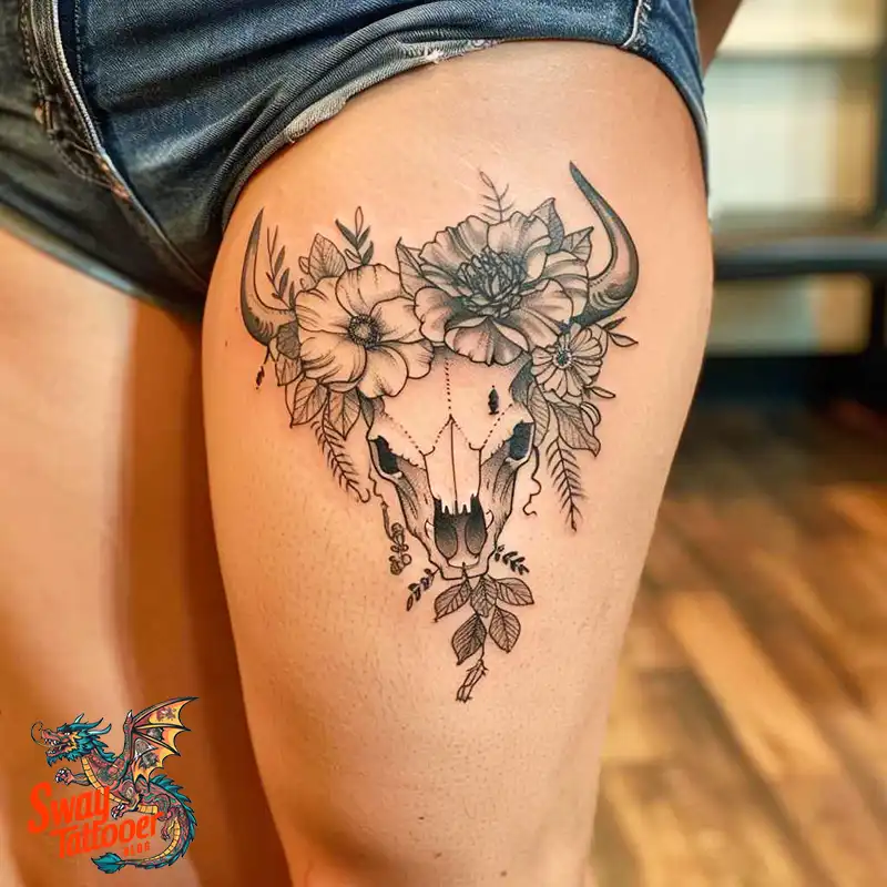 80 Bull Skull Tattoo Designs: Your Inner Strength & Spirit 39 Bull Skull Tattoo