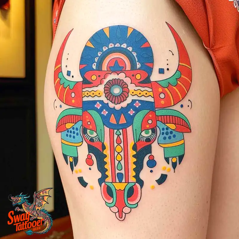 80 Bull Skull Tattoo Designs: Your Inner Strength & Spirit 32 Bull Skull Tattoo