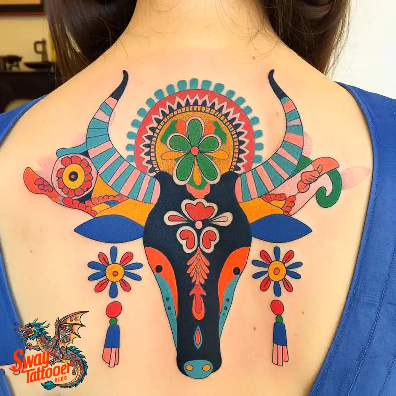 80 Bull Skull Tattoo Designs: Your Inner Strength & Spirit 31 Bull Skull Tattoo