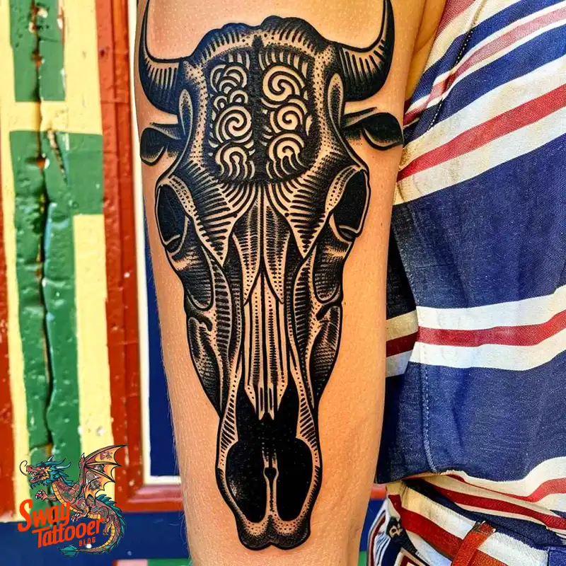 80 Bull Skull Tattoo Designs: Your Inner Strength & Spirit 15 Bull Skull Tattoo