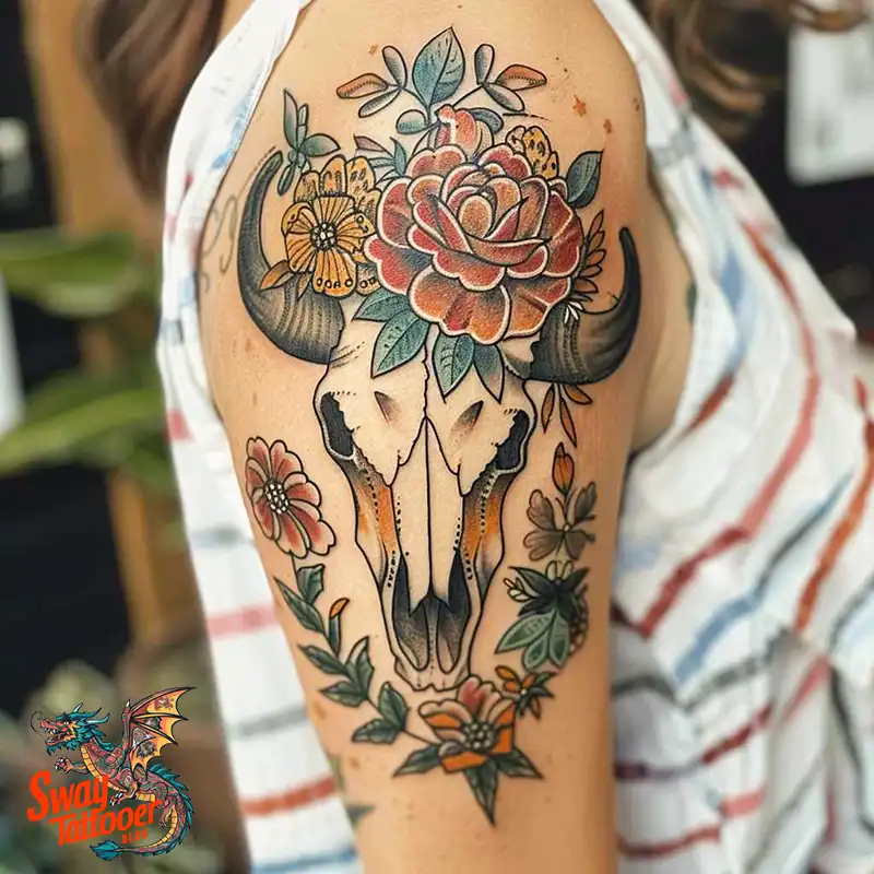 80 Bull Skull Tattoo Designs: Your Inner Strength & Spirit 2 Bull Skull Tattoo