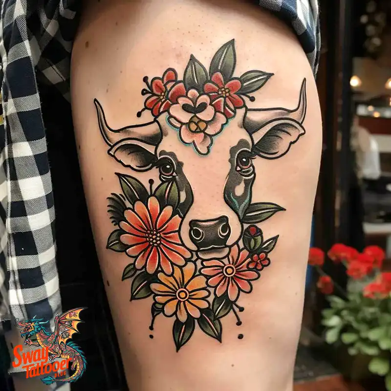 160 Cow Tattoo Design Ideas: Meaning, Art & Tradition 8 Cow Tattoo