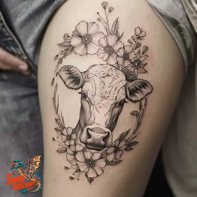 160 Cow Tattoo Design Ideas: Meaning, Art & Tradition 122 Cow Tattoo