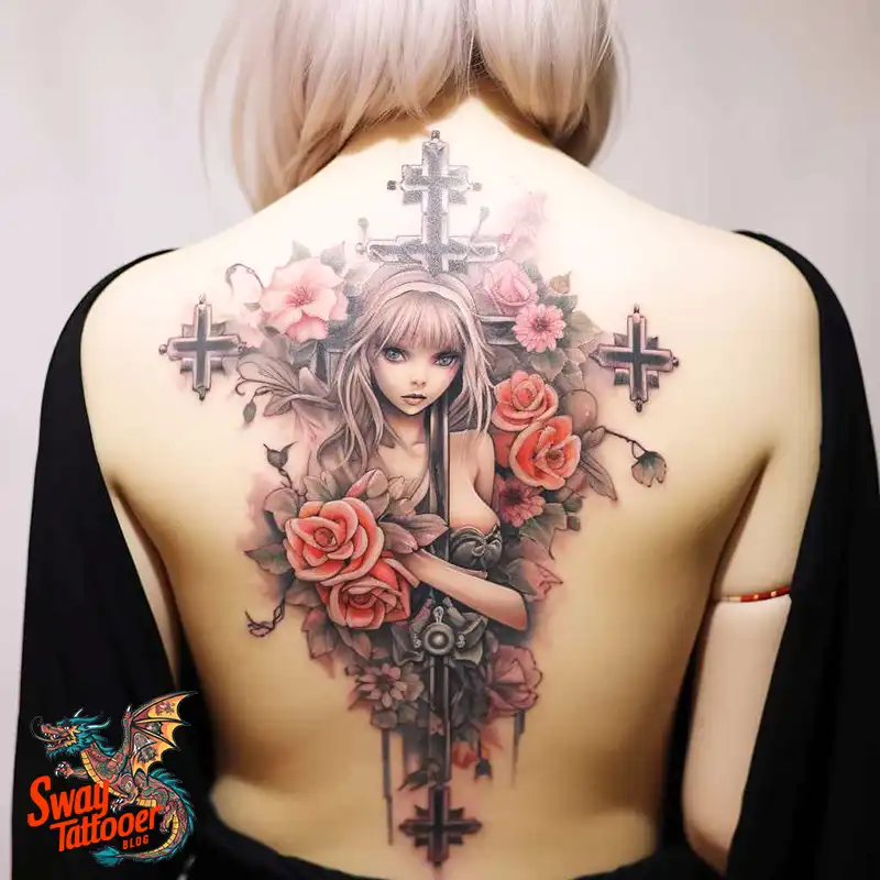 50 Cross with Flowers Tattoos: Blend of Faith and Nature 39 Cross Flower Tattoo