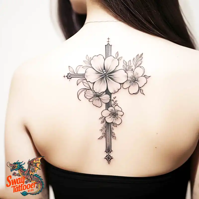 50 Cross with Flowers Tattoos: Blend of Faith and Nature 29 Cross Flower Tattoo