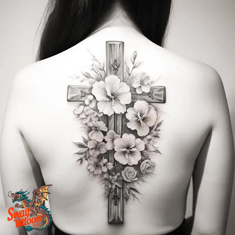 50 Cross with Flowers Tattoos: Blend of Faith and Nature 28 Cross Flower Tattoo