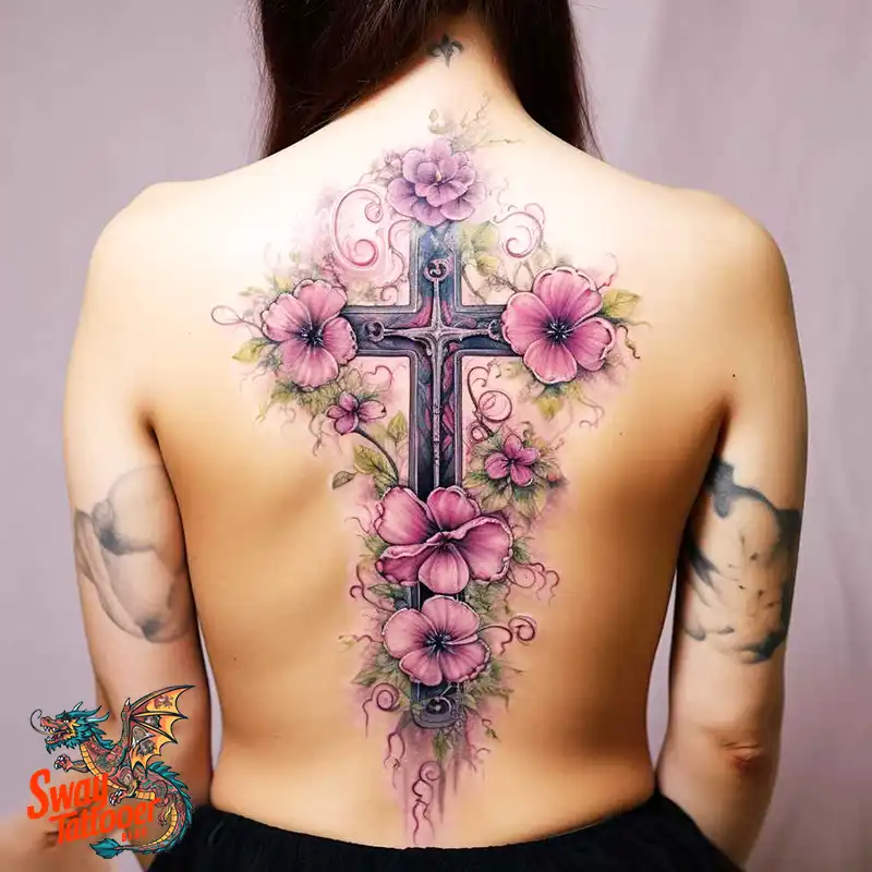 50 Cross with Flowers Tattoos: Blend of Faith and Nature 25 Cross Flower Tattoo