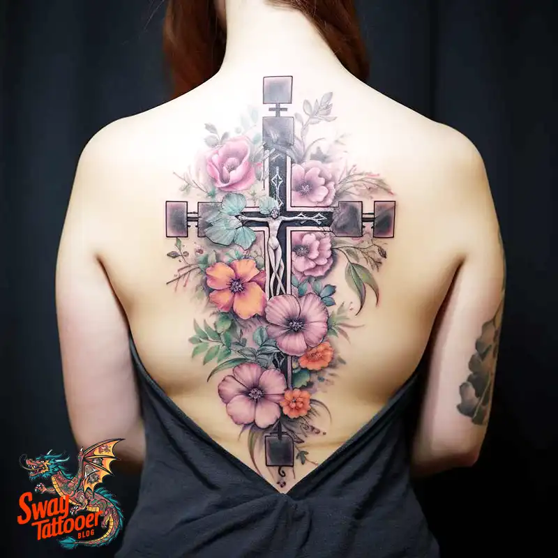 50 Cross with Flowers Tattoos: Blend of Faith and Nature 24 Cross Flower Tattoo
