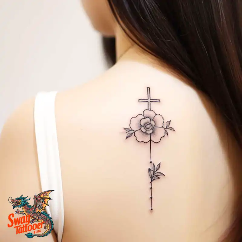 50 Cross with Flowers Tattoos: Blend of Faith and Nature 22 Cross Flower Tattoo