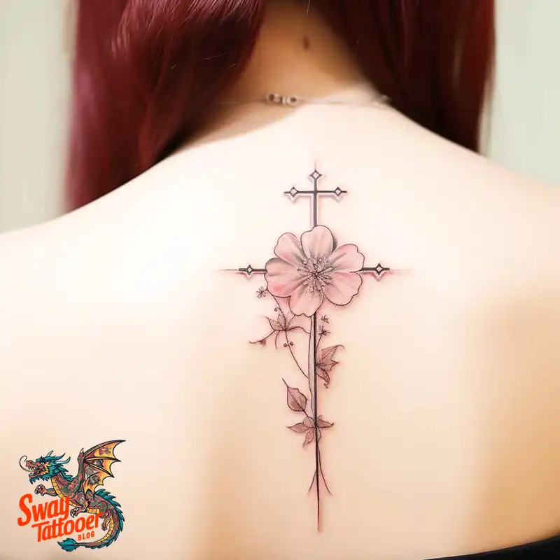 50 Cross with Flowers Tattoos: Blend of Faith and Nature 21 Cross Flower Tattoo