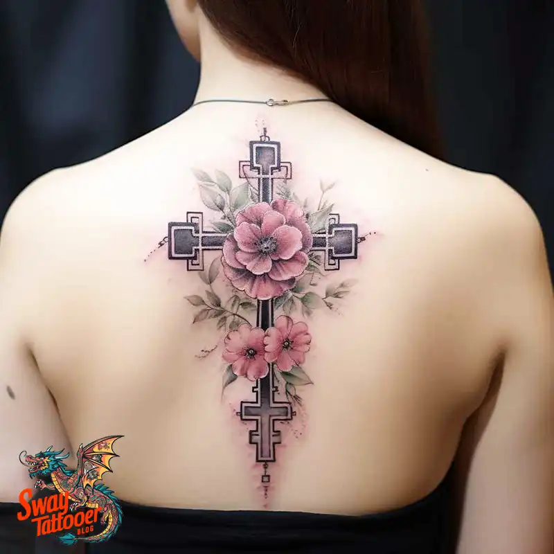 50 Cross with Flowers Tattoos: Blend of Faith and Nature 20 Cross Flower Tattoo