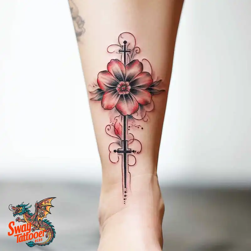 50 Cross with Flowers Tattoos: Blend of Faith and Nature 19 Cross Flower Tattoo