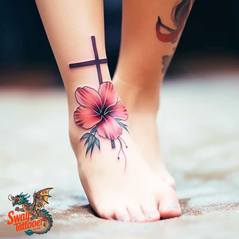 50 Cross with Flowers Tattoos: Blend of Faith and Nature 18 Cross Flower Tattoo