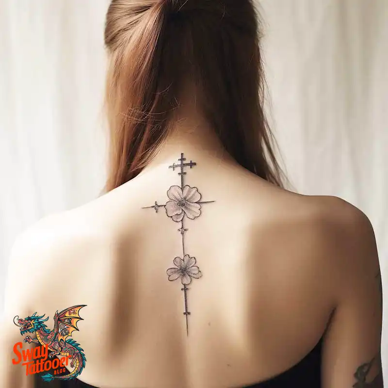 50 Cross with Flowers Tattoos: Blend of Faith and Nature 16 Cross Flower Tattoo