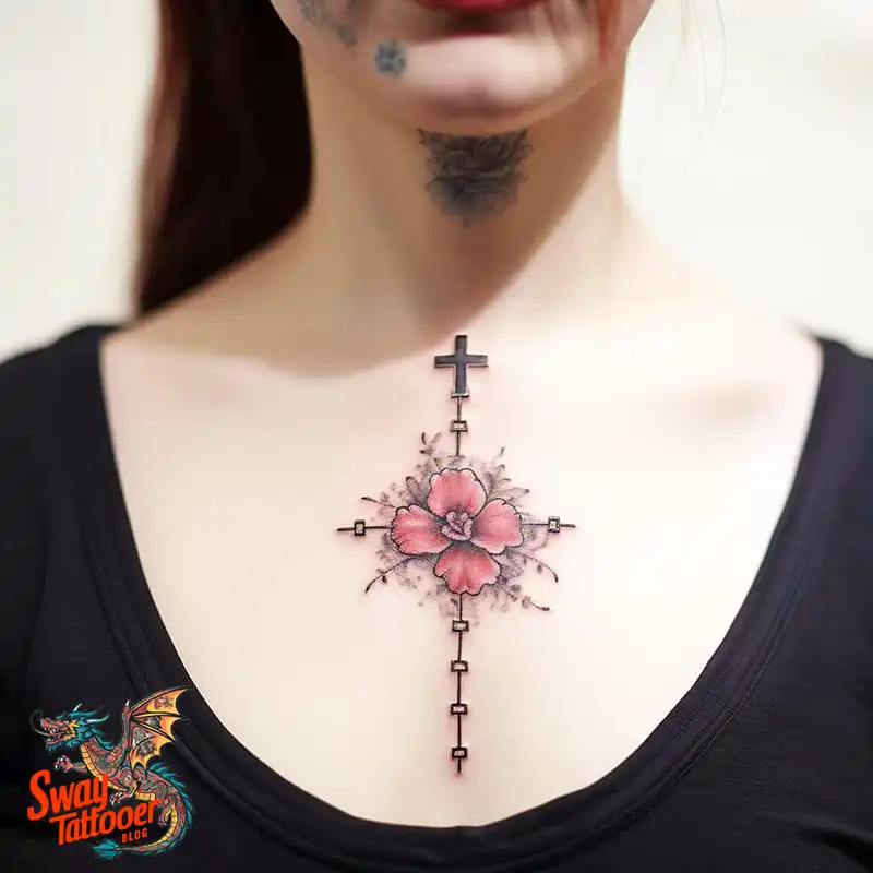 50 Cross with Flowers Tattoos: Blend of Faith and Nature 15 Cross Flower Tattoo