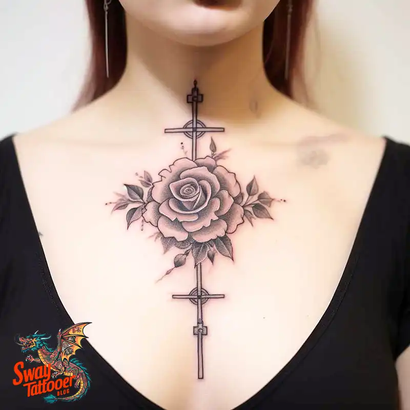 50 Cross with Flowers Tattoos: Blend of Faith and Nature 14 Cross and Flower Tattoo