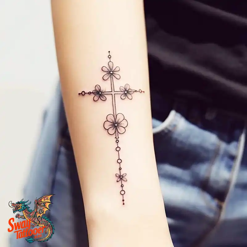 50 Cross with Flowers Tattoos: Blend of Faith and Nature 12 Cross and Flower Tattoo