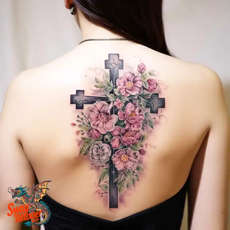 50 Cross with Flowers Tattoos: Blend of Faith and Nature 8 Cross and Flowers Tattoo