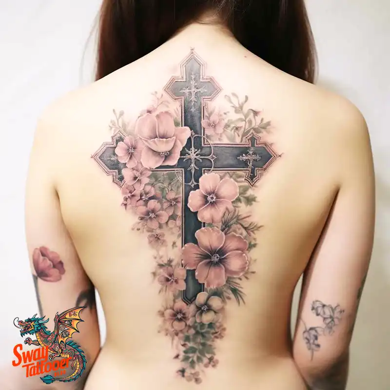 50 Cross with Flowers Tattoos: Blend of Faith and Nature 7 Cross and Flowers Tattoo