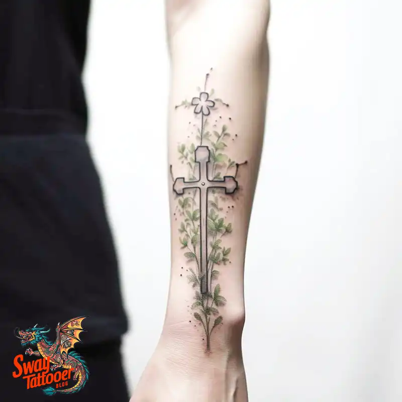 50 Cross with Flowers Tattoos: Blend of Faith and Nature 5 Cross and Flowers Tattoo