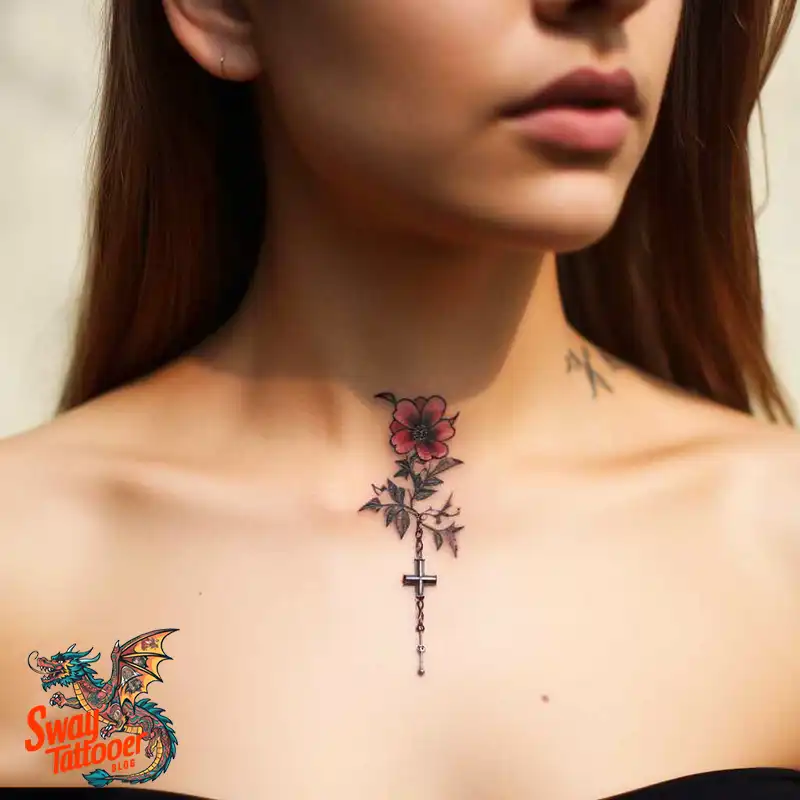 50 Cross with Flowers Tattoos: Blend of Faith and Nature 1 Cross with Flowers Tattoo