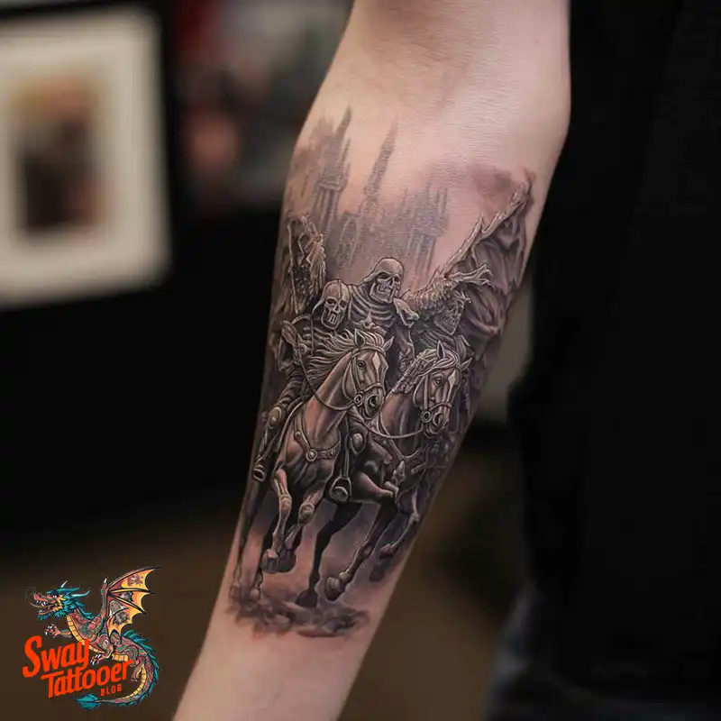 75 Four Horsemen Tattoos: Symbolism, Design Ideas & Meaning 24 four horsemen tattoo
