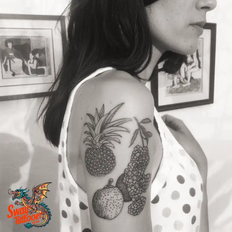 100 Fruit Tattoo Designs: Symbolism, Designs & Tips 12 Mixed fruit tattoo