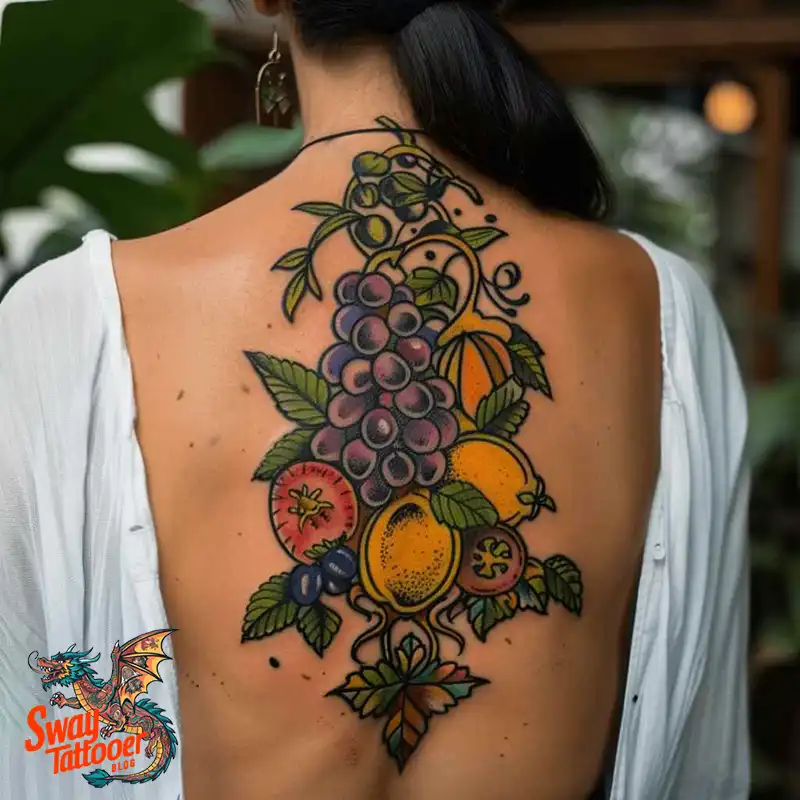 100 Fruit Tattoo Designs: Symbolism, Designs & Tips 3 Mixed fruit tattoo