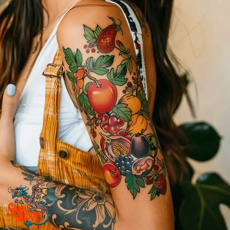 100 Fruit Tattoo Designs: Symbolism, Designs & Tips 37 Mixed fruit tattoo