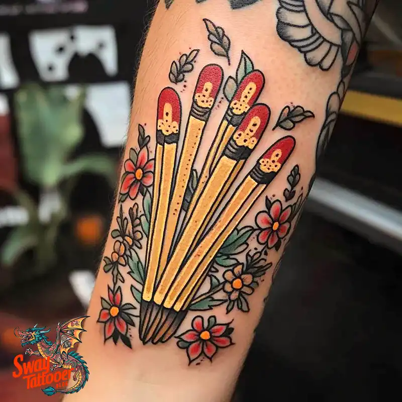 75 Matchstick tattoo Design Ideas, Meaning & Symbolism 41 Matchstick tattoo