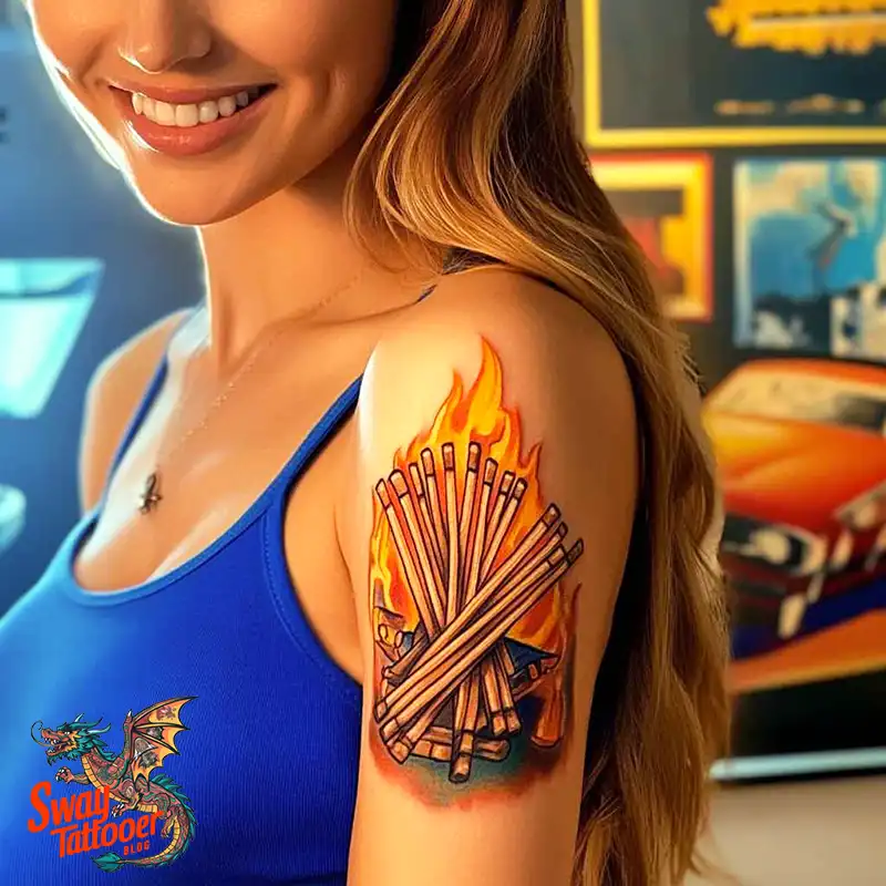 75 Matchstick tattoo Design Ideas, Meaning & Symbolism 32 Matchstick tattoo
