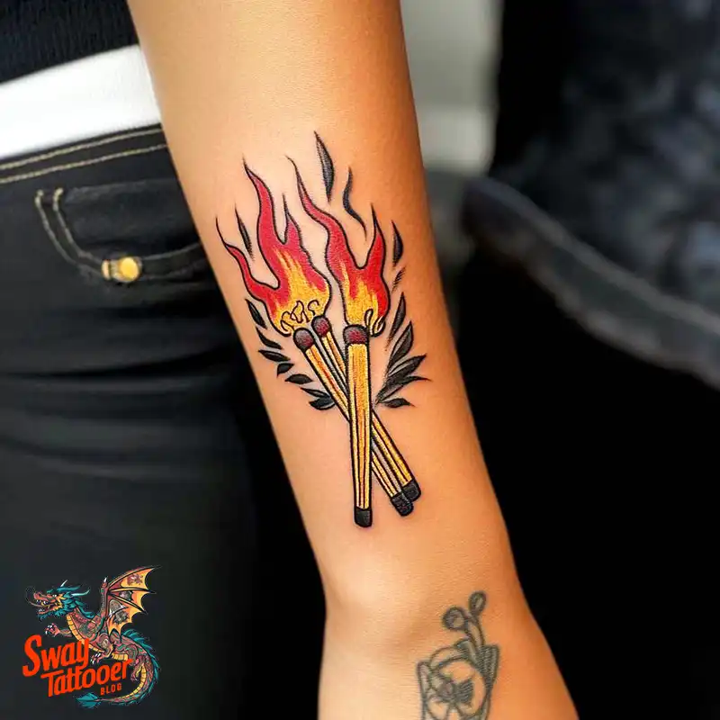 75 Matchstick tattoo Design Ideas, Meaning & Symbolism 3 Matchstick tattoo