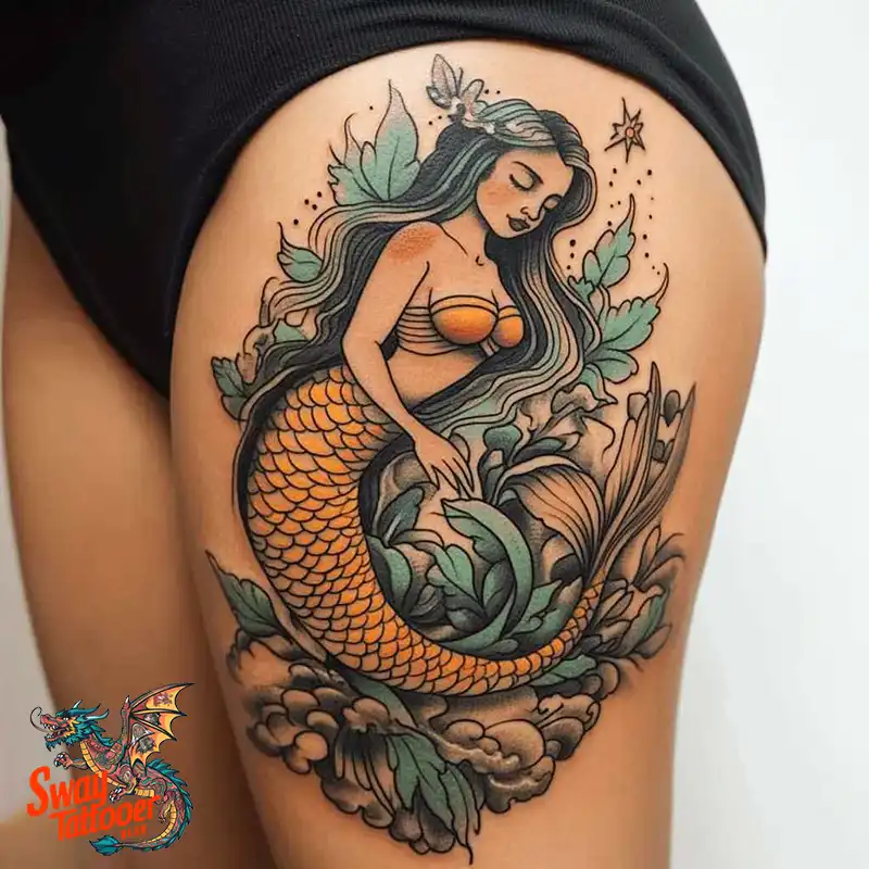 100 Mermaid Tattoo Designs: Ocean-Inspired Ink Magic 68 Mermaid tattoo