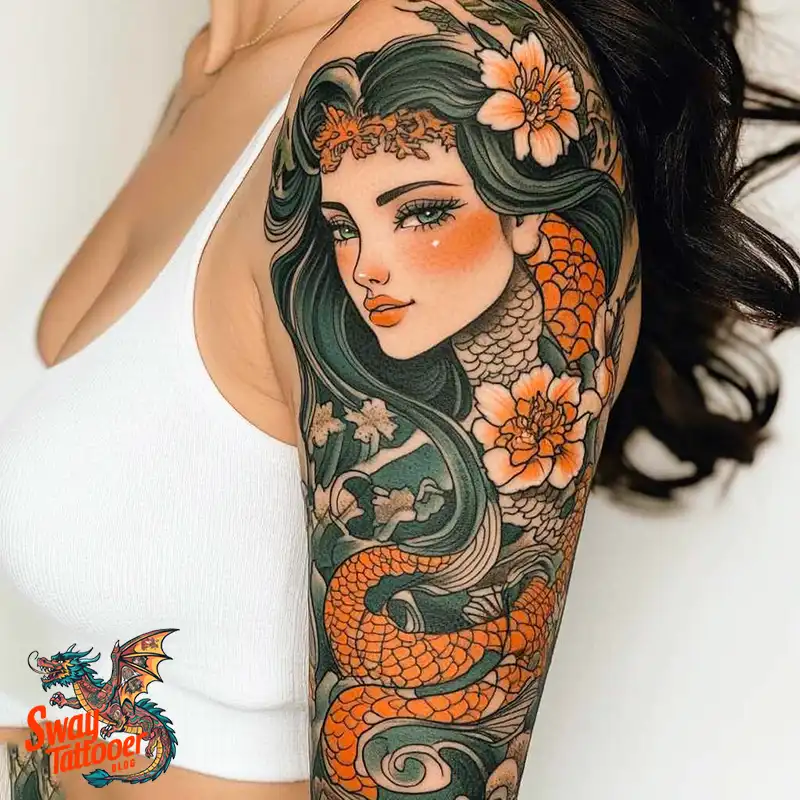 100 Mermaid Tattoo Designs: Ocean-Inspired Ink Magic 66 Mermaid tattoo