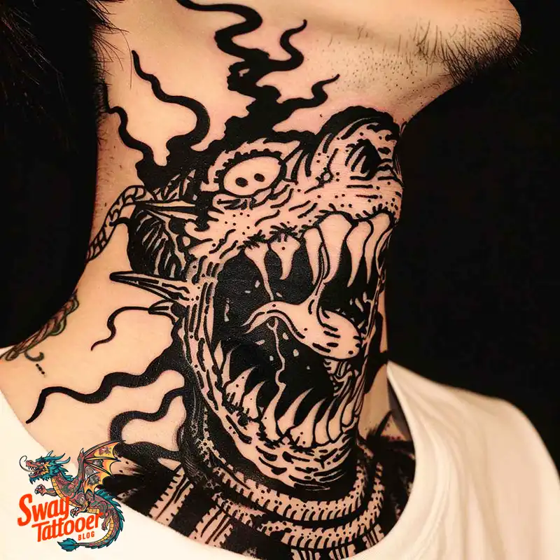 A Guide to the Throat Tattoo Design Ideas with Meaning 25 throat63