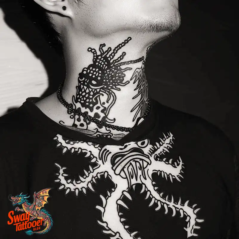 A Guide to the Throat Tattoo Design Ideas with Meaning 26 throat64