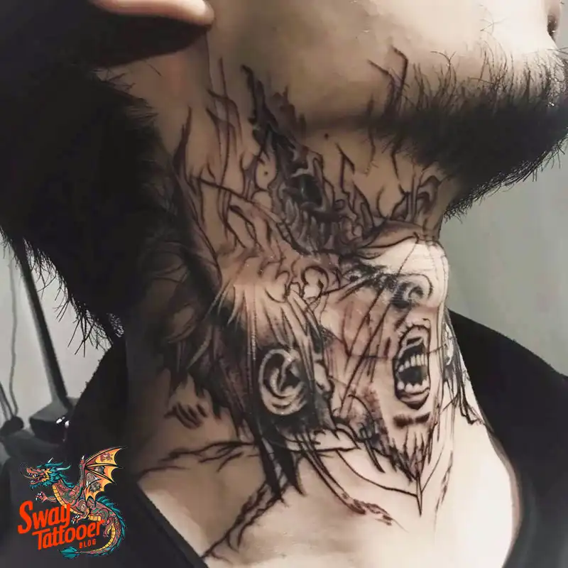A Guide to the Throat Tattoo Design Ideas with Meaning 18 throat75